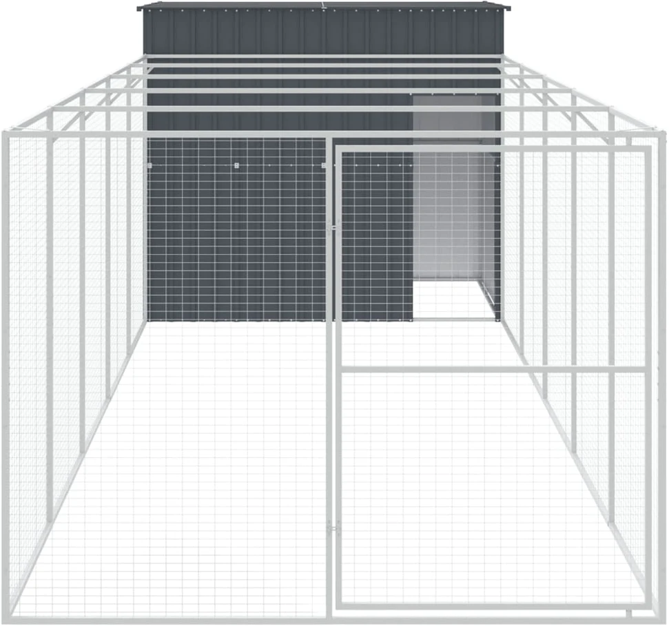 Šuns narvas su aptvaru, antracito, 214x661x181cm, plienas