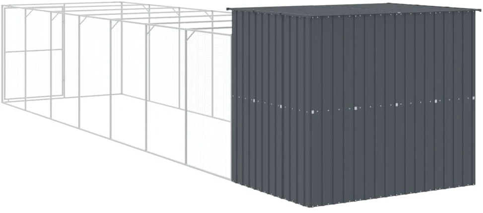 Šuns narvas su aptvaru, antracito, 214x865x181cm, plienas
