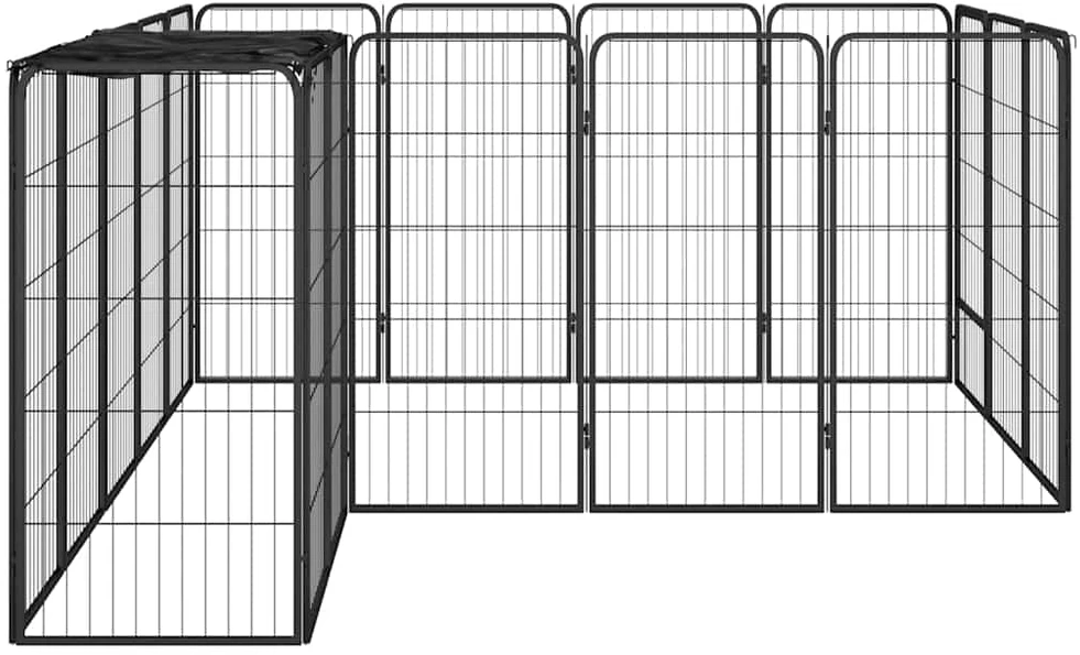 Šunų aptvaras, 18 segmentų, juodas, 50x100cm, plienas