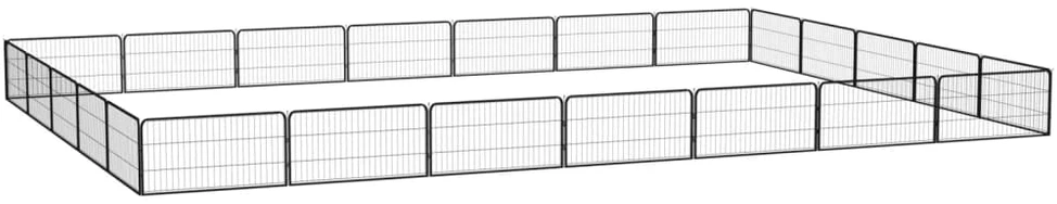 Šunų aptvaras, 24 segmentai, juodas, 100x50cm, plienas