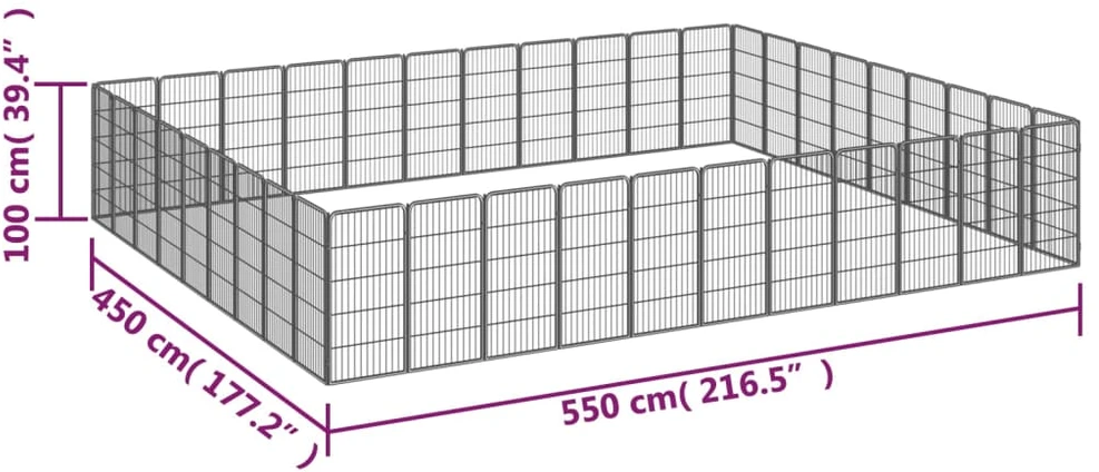 Šunų aptvaras, 40 segmentų, juodas, 50x100cm, plienas