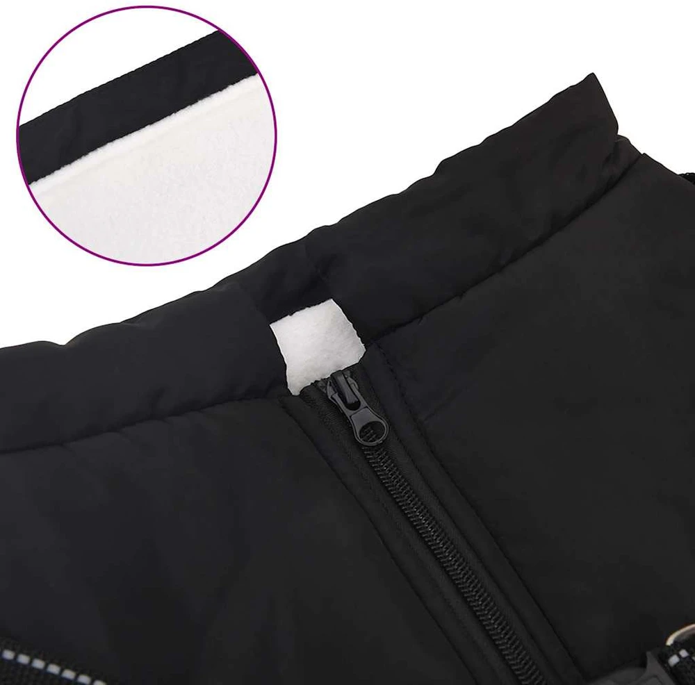 Šunų kailis su diržais, atsparus vandeniui, juodas, 4XL