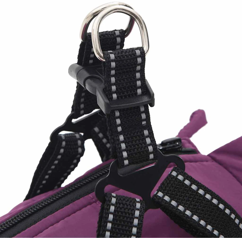 Šunų kailis su diržais, atsparus vandeniui, violetinis, 2XL