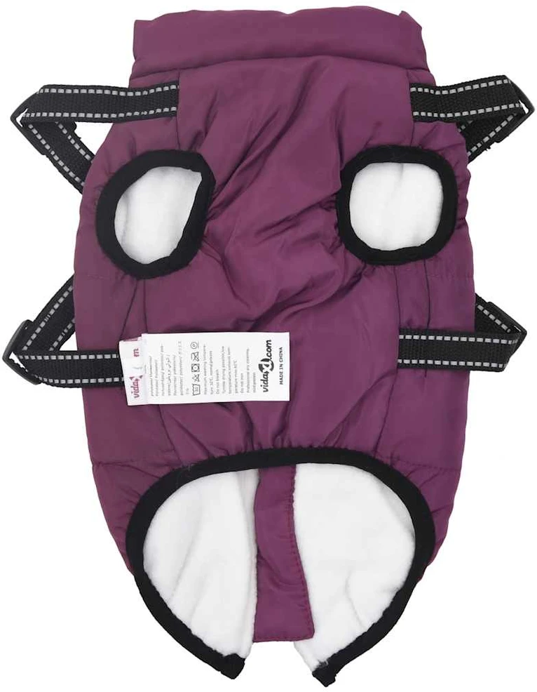 Šunų kailis su diržais, atsparus vandeniui, violetinis, XL
