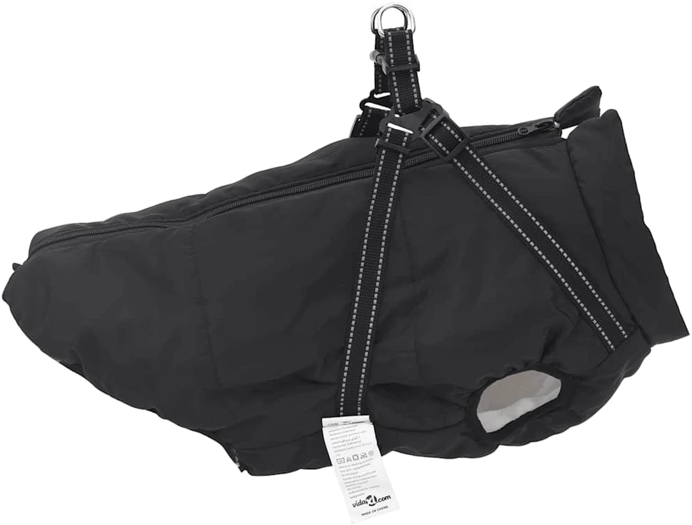 Šunų kailis su diržais, atsparus vandeniui, juodas, 3XL