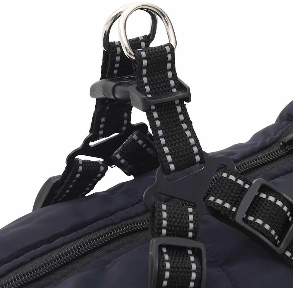 Šunų kailis su diržais, atsparus vandeniui, mėlynas, 6XL