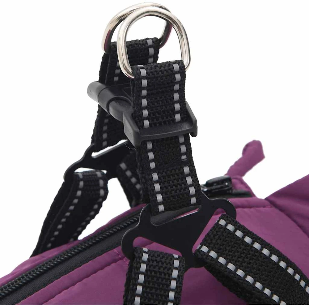 Šunų kailis su diržais, atsparus vandeniui, violetinis, M
