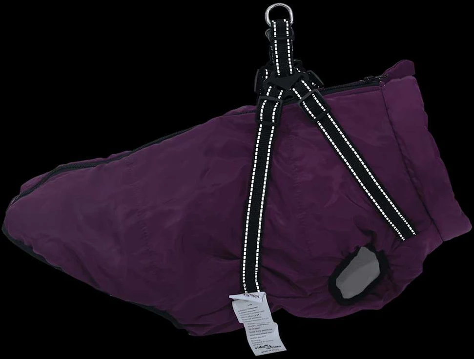 Šunų kailis su diržais, atsparus vandeniui, violetinis, 3XL