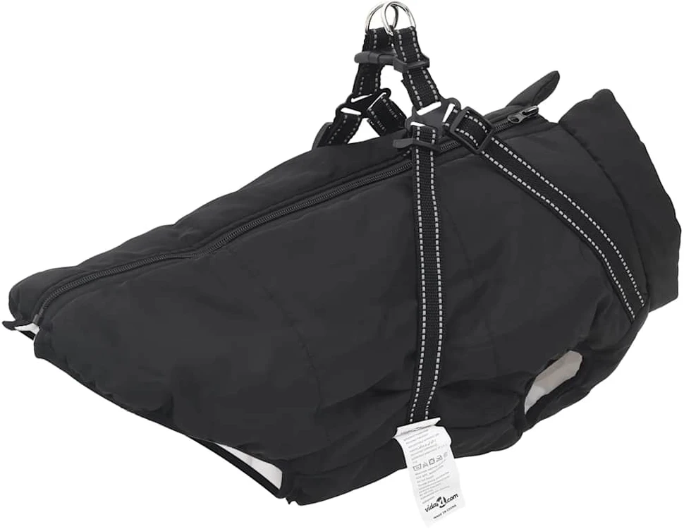 Šunų kailis su diržais, atsparus vandeniui, juodas, 3XL