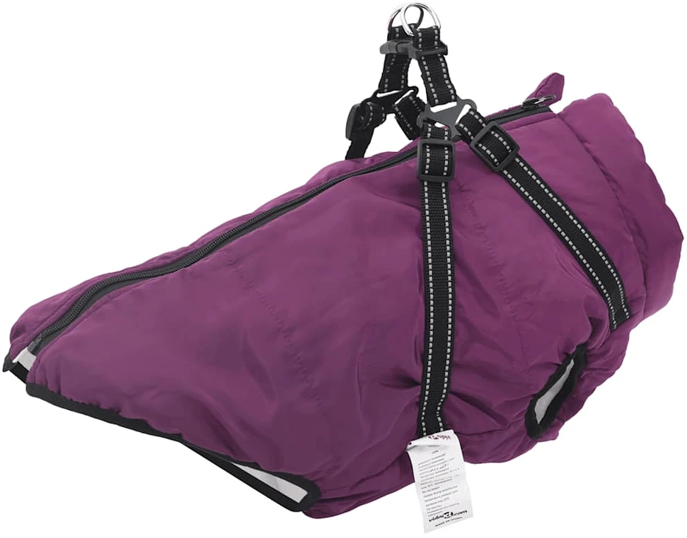 Šunų kailis su diržais, atsparus vandeniui, violetinis, 6XL
