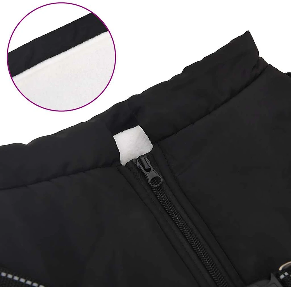 Šunų kailis su diržais, atsparus vandeniui, juodas, 3XL