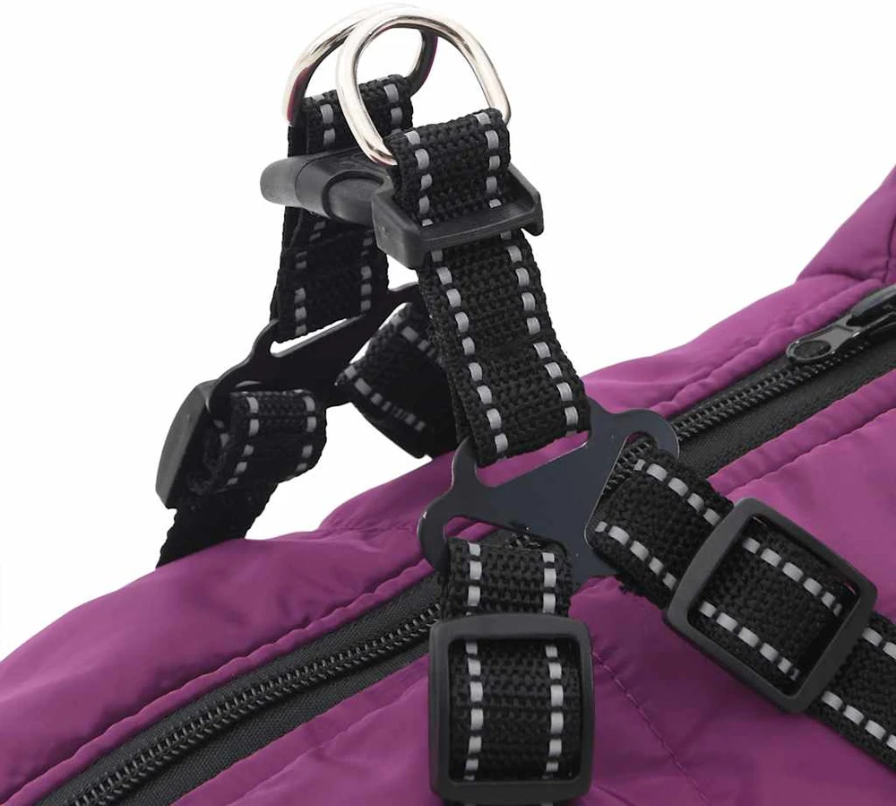 Šunų kailis su diržais, atsparus vandeniui, violetinis, 3XL