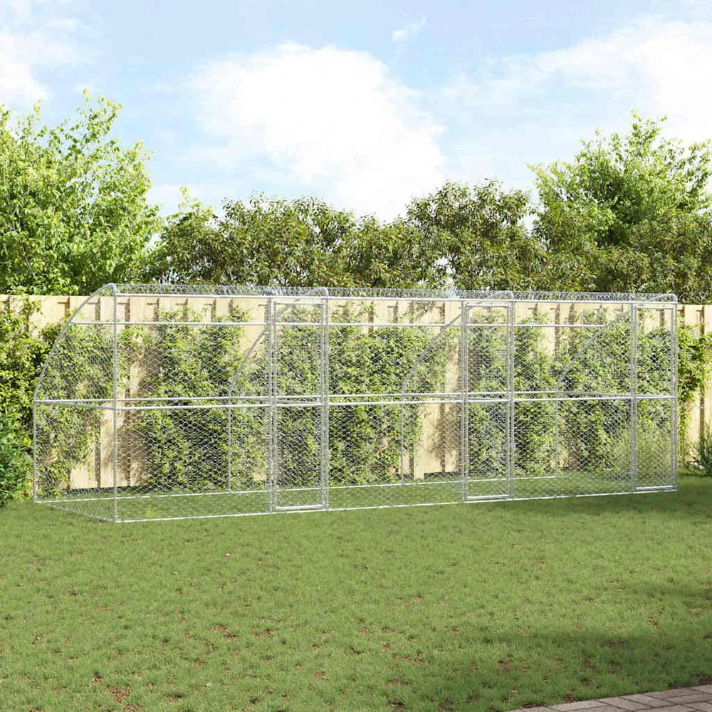 Šunų narvas 3 vnt. Sidabrinė 6 x 2 x 2 m Galvanizuotas plienas