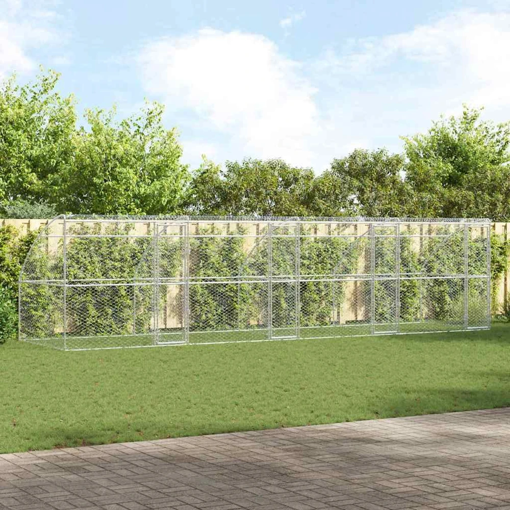Šunų narvas 4 vnt. Sidabrinė 8 x 2 x 2 m Galvanizuotas plienas