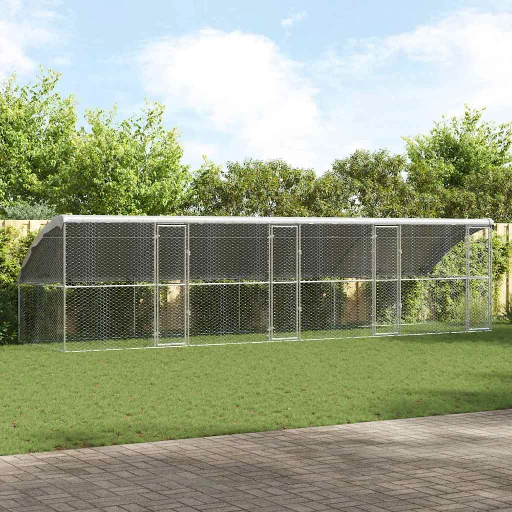 Šunų narvas 4 vnt. Sidabro 8 x 2 x 2 m Galvanizuotas plienas