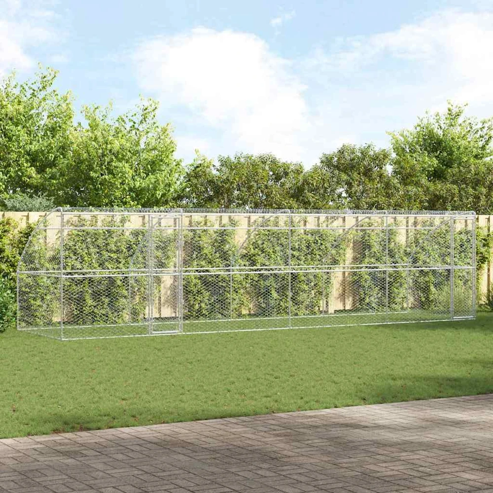 Šunų narvas 4 vnt. Sidabrinė 8 x 2 x 2 m Galvanizuotas plienas