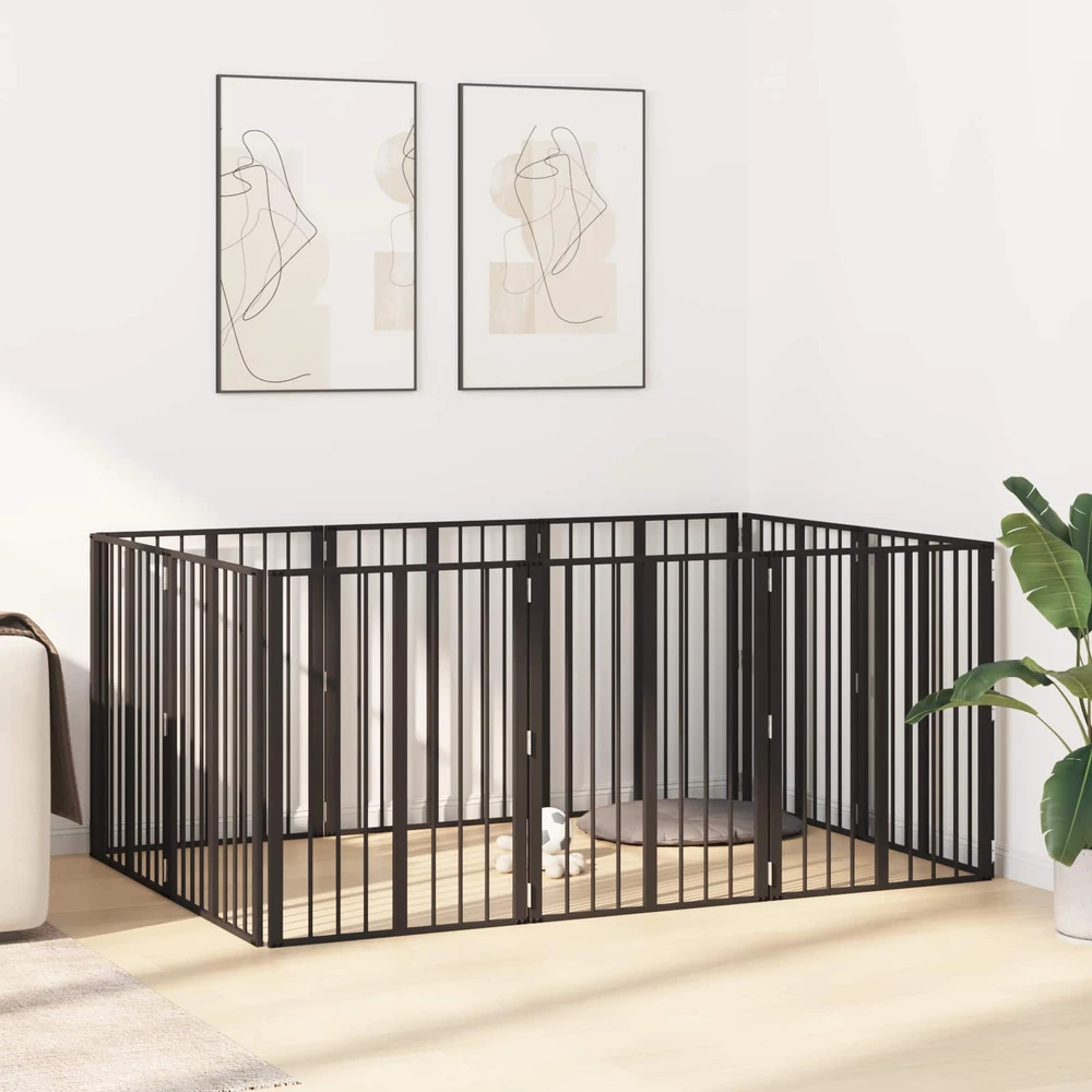 Šunų vartai 10 vnt. Juoda 60 x 80 cm Galvanizuotas plienas