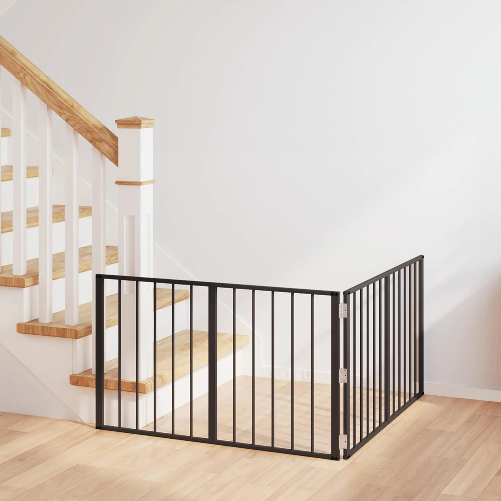 Šunų vartai 2 vnt. Juoda 100 x 60 cm Galvanizuotas plienas