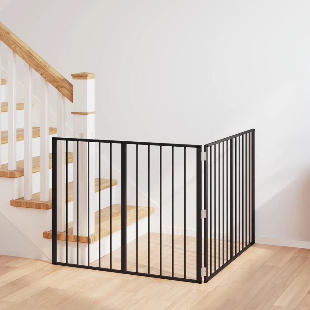 Šunų vartai 2 vnt. Juoda 100 x 80 cm Galvanizuotas plienas