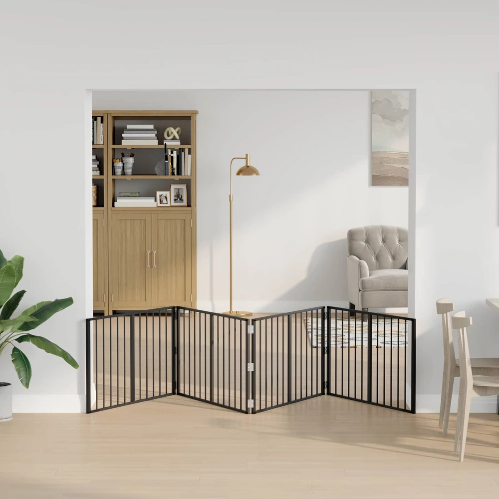 Šunų vartai 4 vnt. Juoda 100 x 60 cm Galvanizuotas plienas