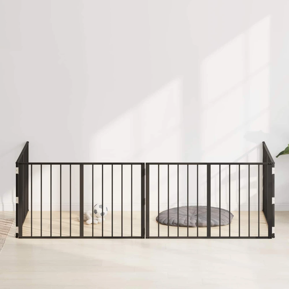 Šunų vartai 4 vnt. Juoda 100 x 60 cm Galvanizuotas plienas
