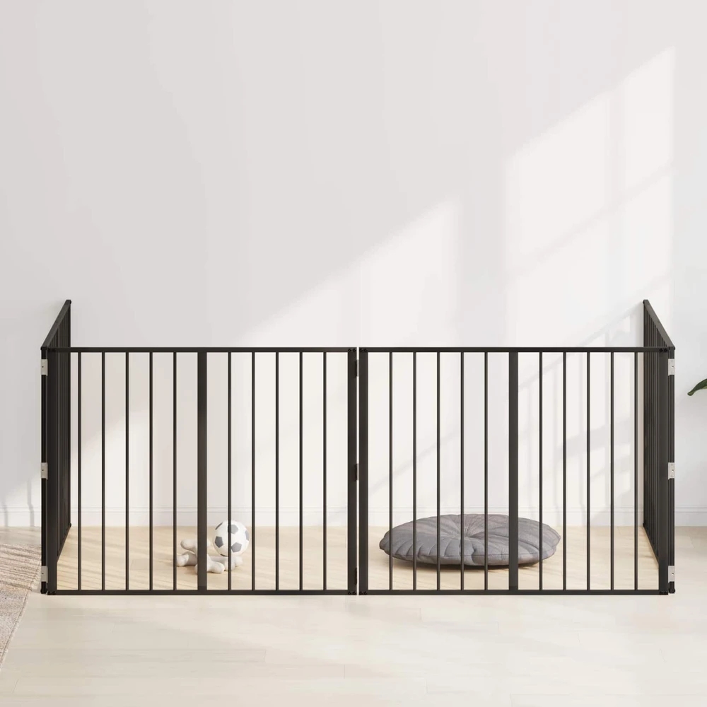Šunų vartai 4 vnt. Juoda 100 x 80 cm Galvanizuotas plienas