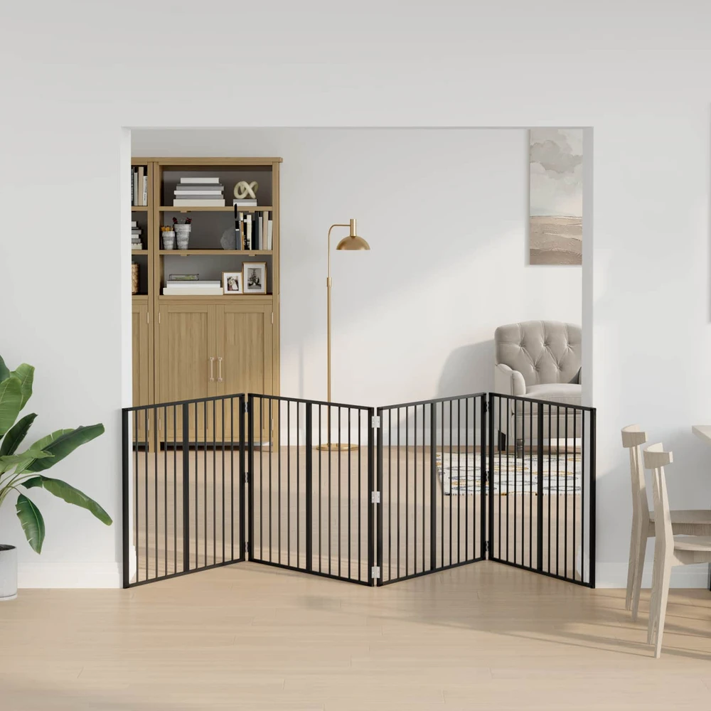 Šunų vartai 4 vnt. Juoda 100 x 80 cm Galvanizuotas plienas