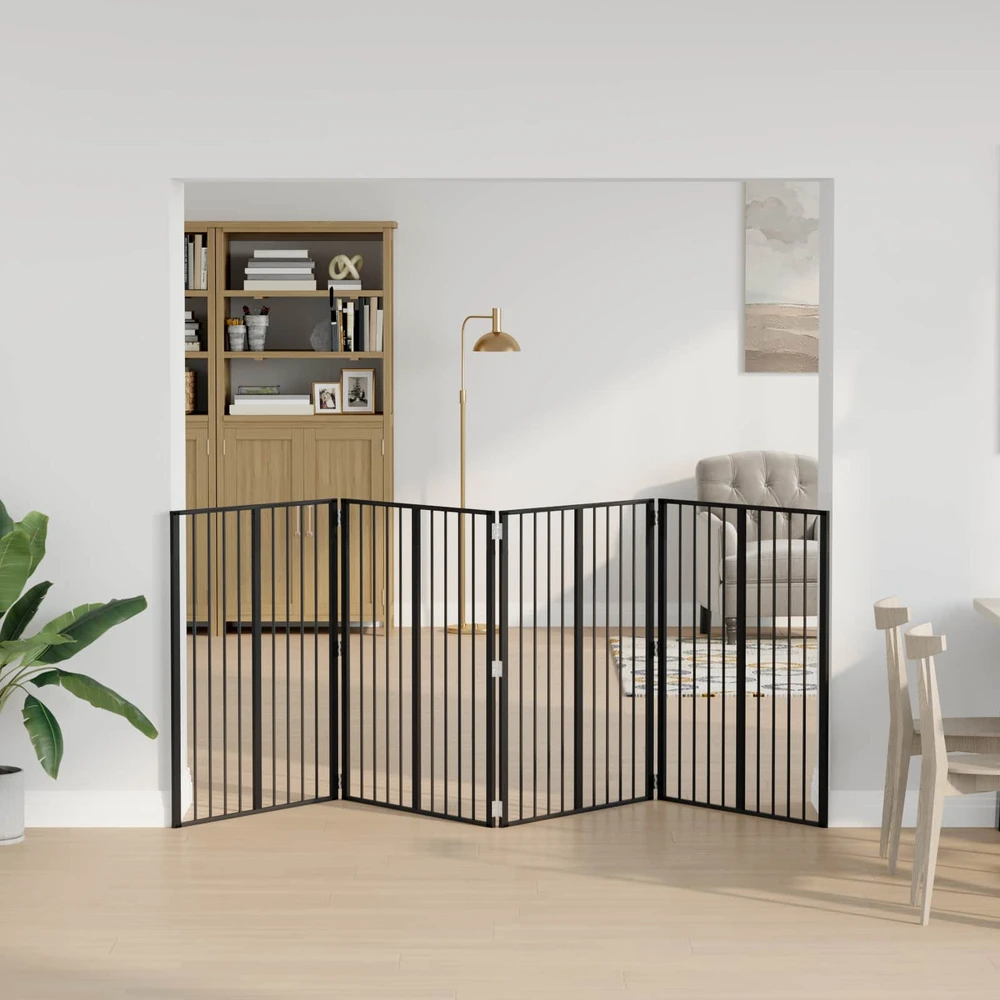 Šunų vartai 4 vnt. Juoda 80 x 100 cm Galvanizuotas plienas