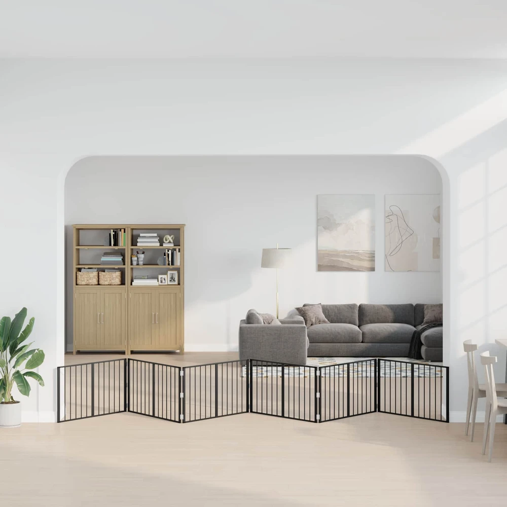 Šunų vartai 6 vnt. Juoda 100 x 60 cm Galvanizuotas plienas