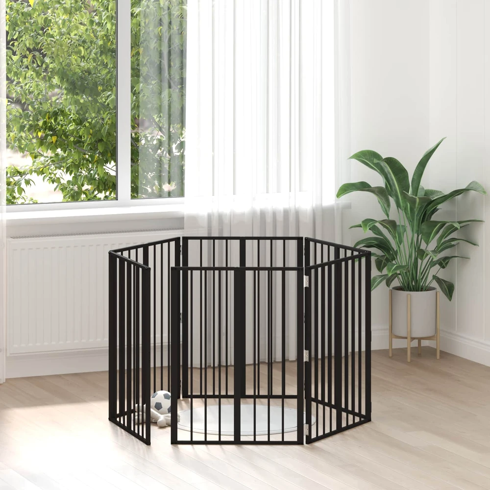 Šunų vartai 6 vnt. Juoda 60 x 80 cm Galvanizuotas plienas