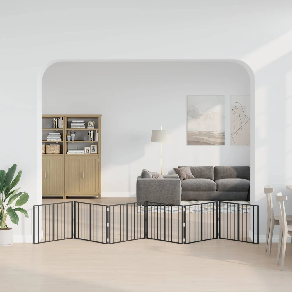 Šunų vartai 6 vnt. Juoda 80 x 60 cm Galvanizuotas plienas