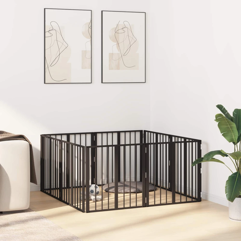 Šunų vartai 8 vnt. Juoda 60 x 60 cm Galvanizuotas plienas