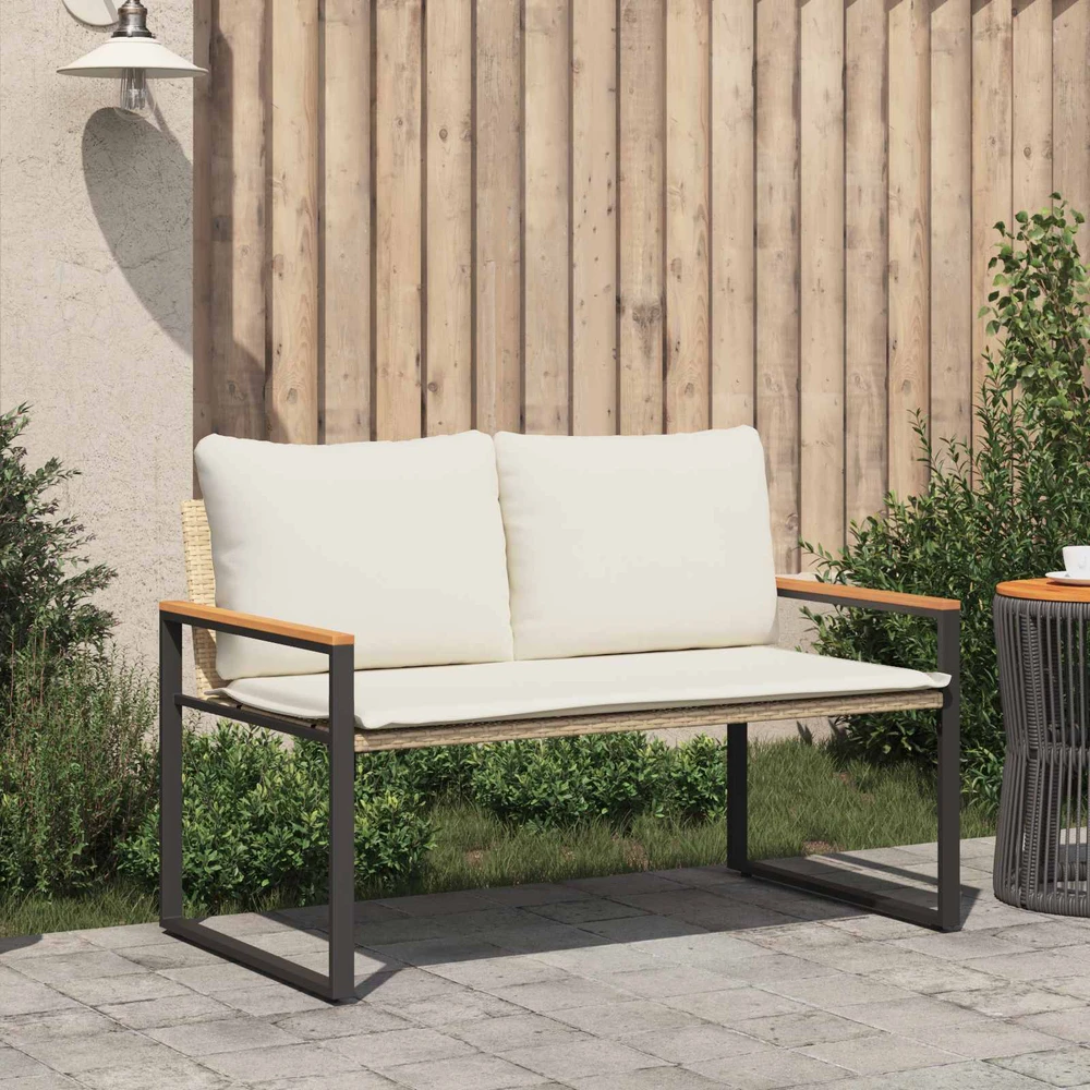 suoliukas Bežė ir kreminė balta 115 x 65 x 72 cm Ratanas