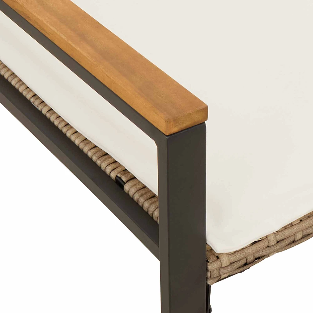 suoliukas Bežė ir kreminė balta 115 x 65 x 72 cm Ratanas