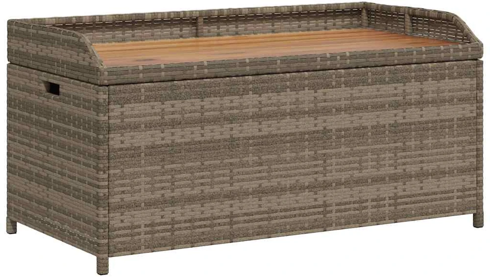 Suoliukas-daiktadėžė, pilkas, 100x50x52cm, poliratanas/akacija