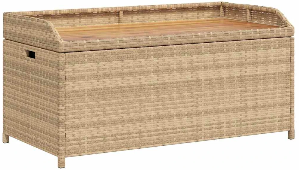 Suoliukas-daiktadėžė, smėlio, 100x50x52cm, poliratanas/akacija