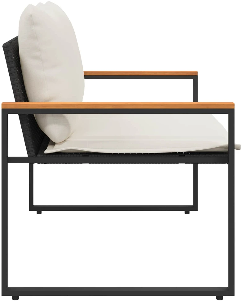 suoliukas Juoda ir kreminė balta 115 x 65 x 72 cm Ratanas