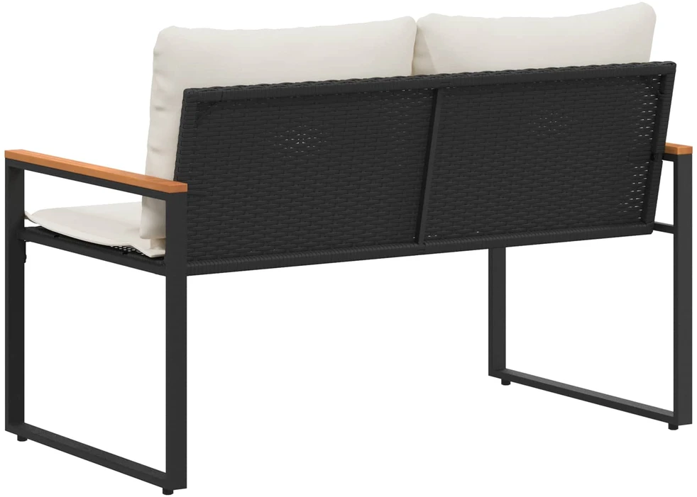 suoliukas Juoda ir kreminė balta 115 x 65 x 72 cm Ratanas
