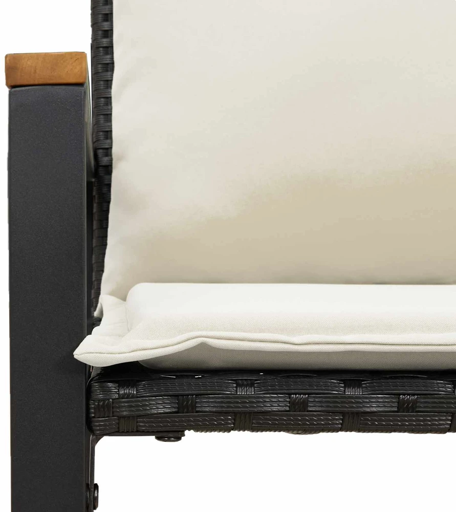 suoliukas Juoda ir kreminė balta 115 x 65 x 72 cm Ratanas
