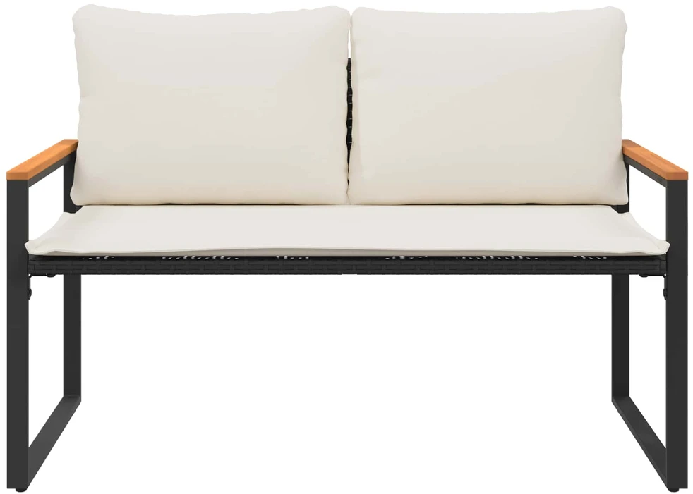 suoliukas Juoda ir kreminė balta 115 x 65 x 72 cm Ratanas