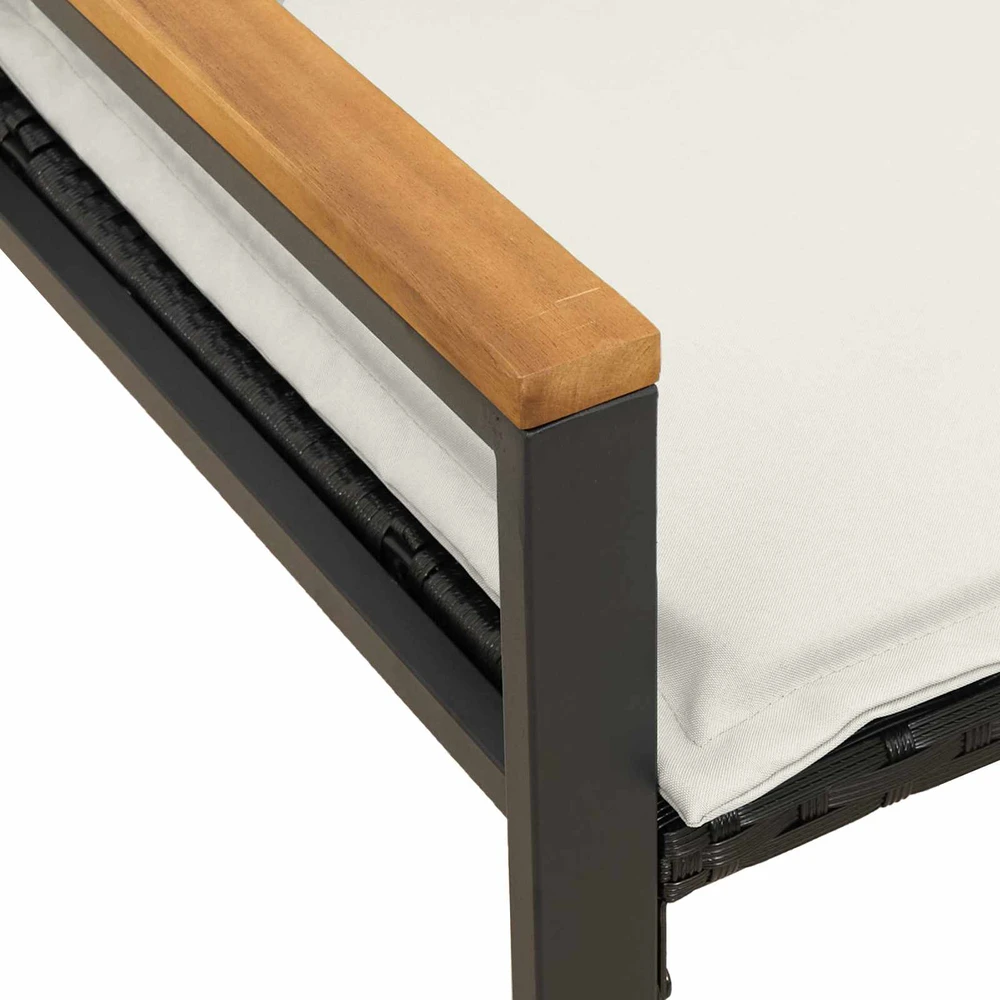 suoliukas Juoda ir kreminė balta 115 x 65 x 72 cm Ratanas