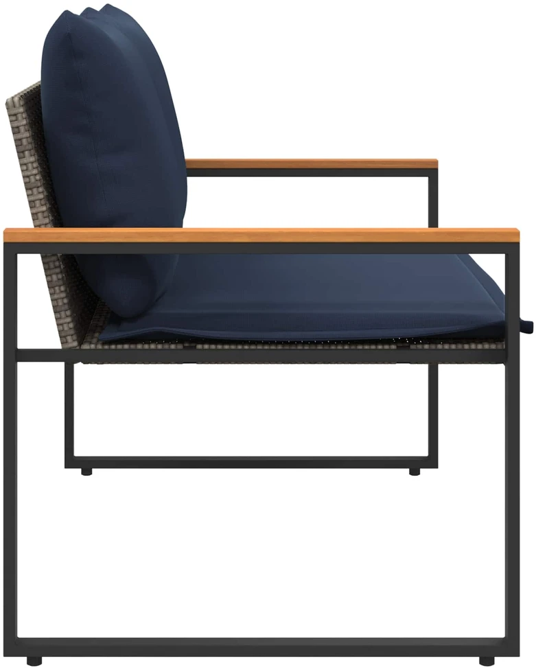 suoliukas Pilka ir tamsiai mėlyna 115 x 65 x 72 cm Ratanas