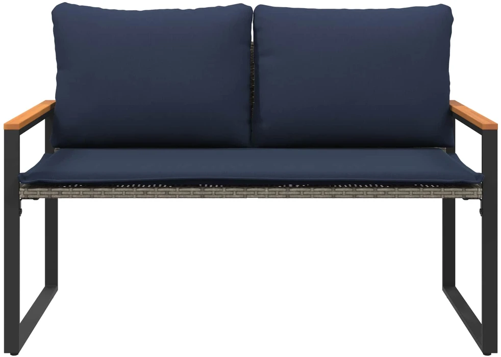 suoliukas Pilka ir tamsiai mėlyna 115 x 65 x 72 cm Ratanas