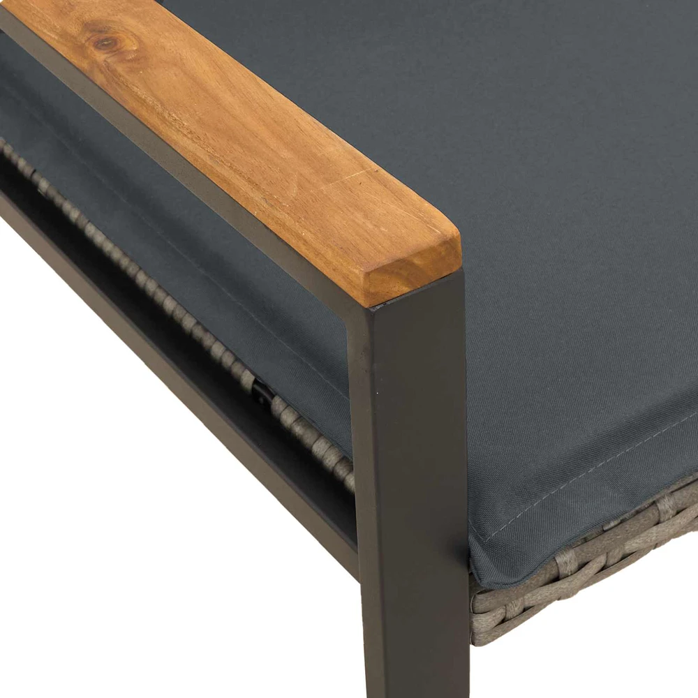 suoliukas Pilka ir tamsiai pilka 115 x 65 x 72 cm Ratanas