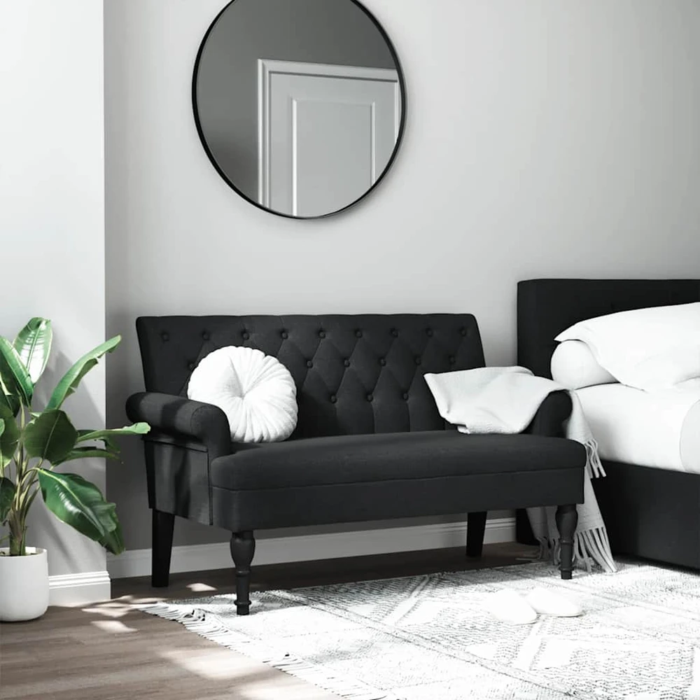 Suoliukas su atlošu, juodos spalvos, 120x62x75,5cm, audinys