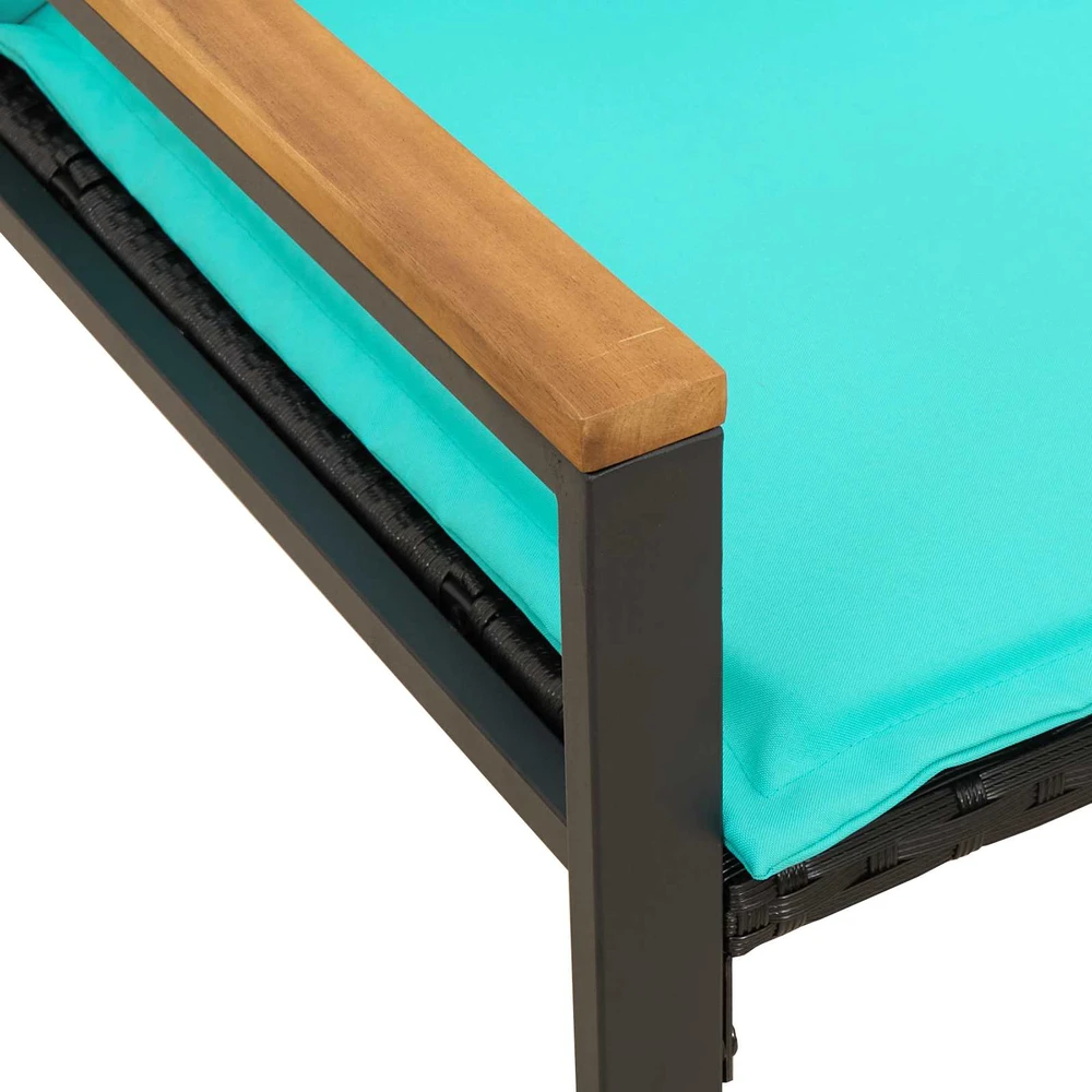 suoliukas su pagalve Juoda ir turkio 115 x 65 x 72 cm Ratanas