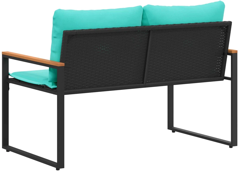 suoliukas su pagalve Juoda ir turkio 115 x 65 x 72 cm Ratanas