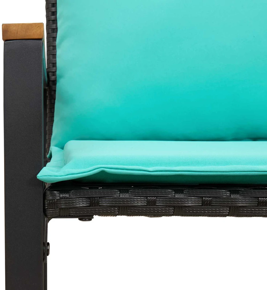 suoliukas su pagalve Juoda ir turkio 115 x 65 x 72 cm Ratanas