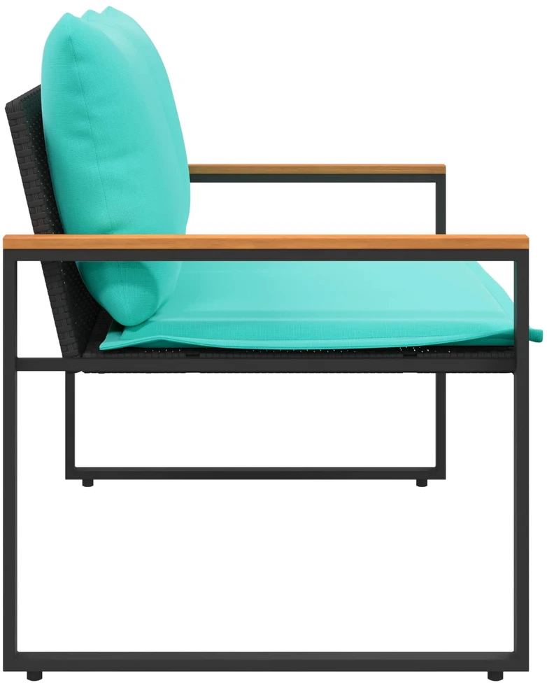 suoliukas su pagalve Juoda ir turkio 115 x 65 x 72 cm Ratanas