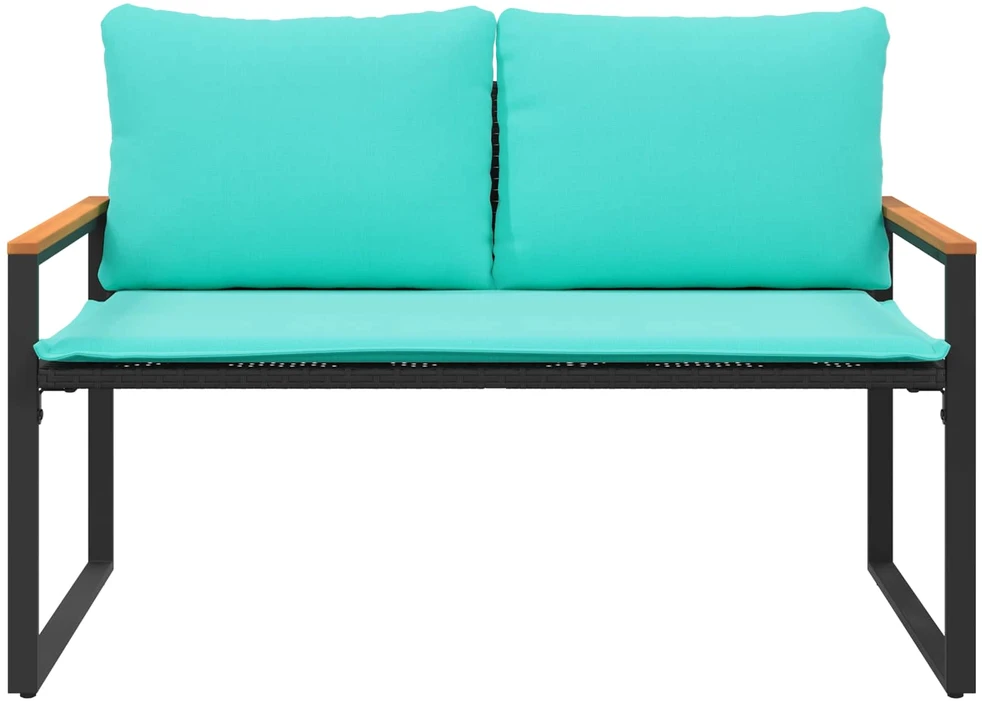 suoliukas su pagalve Juoda ir turkio 115 x 65 x 72 cm Ratanas